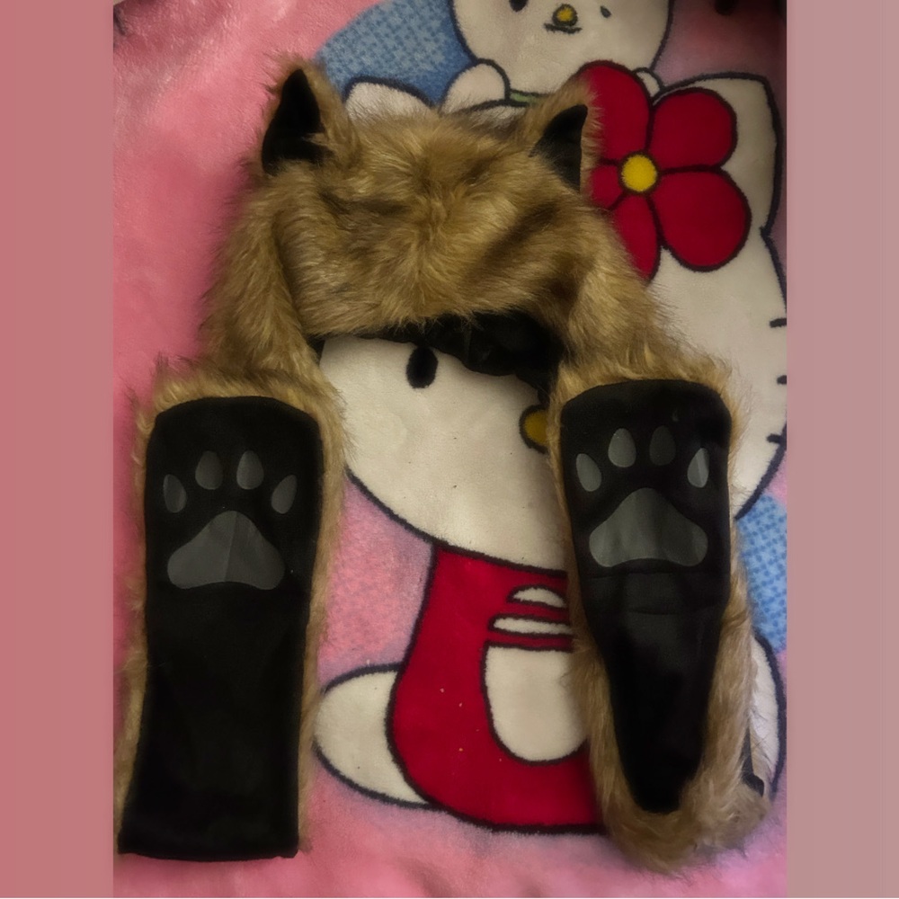 Faux Fur Animal Hood with Paws